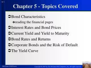 Chapter 5 - Topics Covered