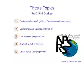 Thesis Topics Prof. Phil Durkee
