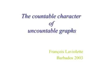 The countable character of uncountable graphs