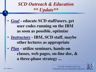 SCD Outreach &amp; Education ** Update**