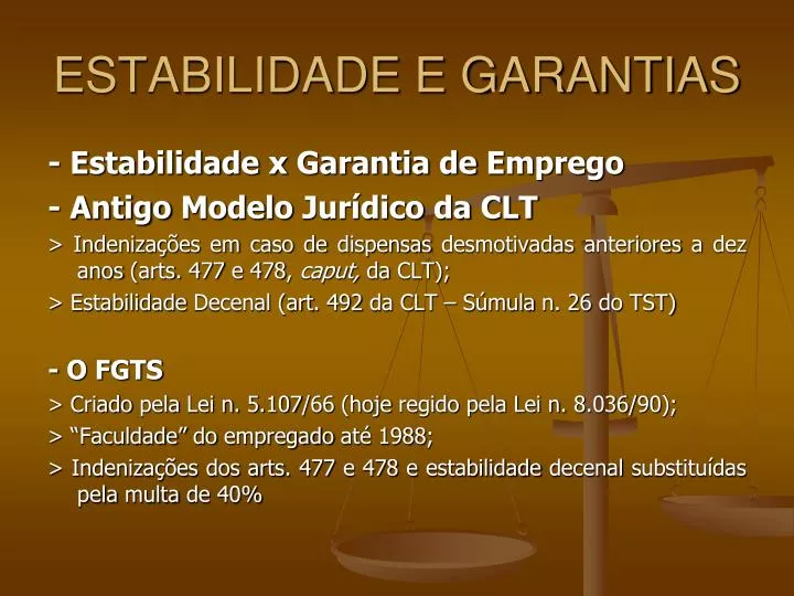 estabilidade e garantias