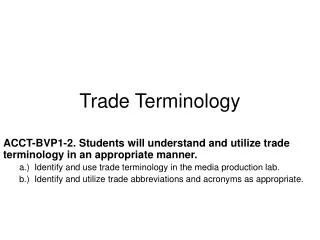 Trade Terminology