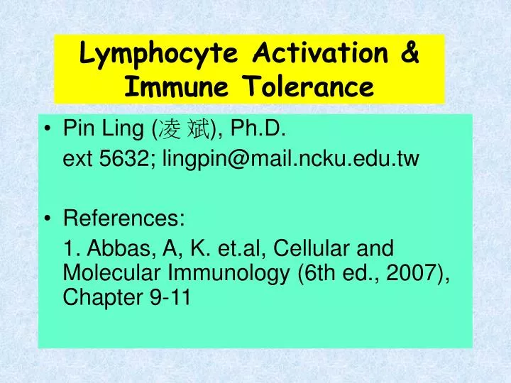 lymphocyte activation immune tolerance