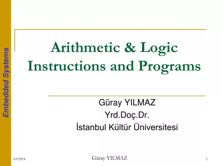 arithmetic logic instructions a nd programs