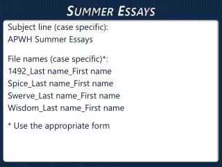 Summer Essays