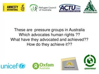 These arepressure groups in Australia Which advocates human rights ??