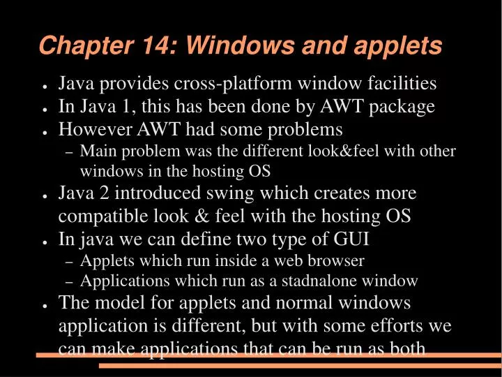chapter 14 windows and applets