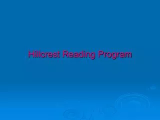 Hillcrest Reading Program