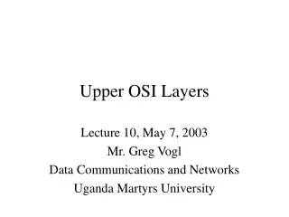 Upper OSI Layers