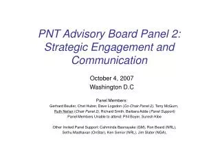 pnt advisory board panel 2 strategic engagement and communication