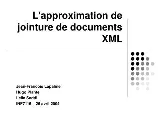 l approximation de jointure de documents xml