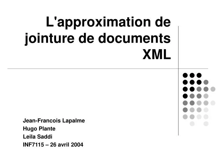 l approximation de jointure de documents xml