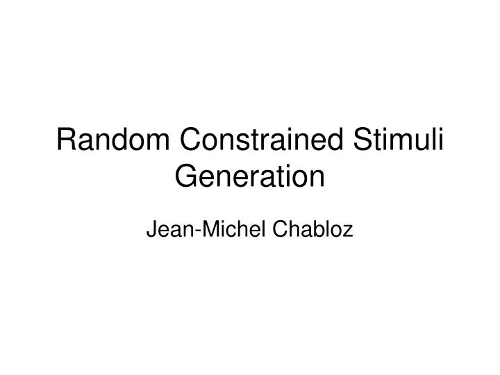 random constrained stimuli generation
