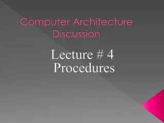 Computer Architecture Discussion