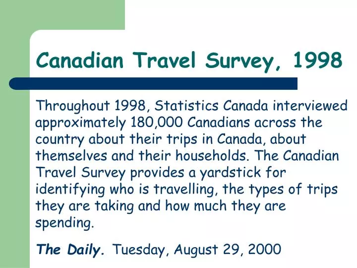 canadian travel survey 1998