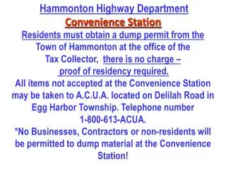 Hammonton Highway Department Convenience Station