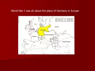 World War I was all about the place of Germany in Europe