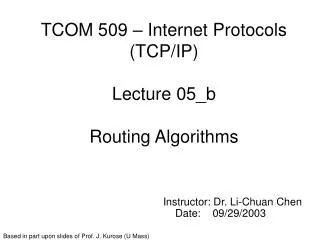 tcom 509 internet protocols tcp ip lecture 05 b routing algorithms