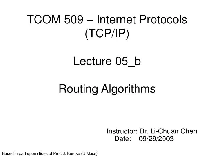 tcom 509 internet protocols tcp ip lecture 05 b routing algorithms