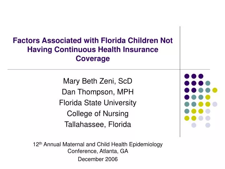 factors associated with florida children not having continuous health insurance coverage