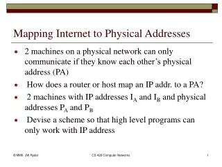 Mapping Internet to Physical Addresses