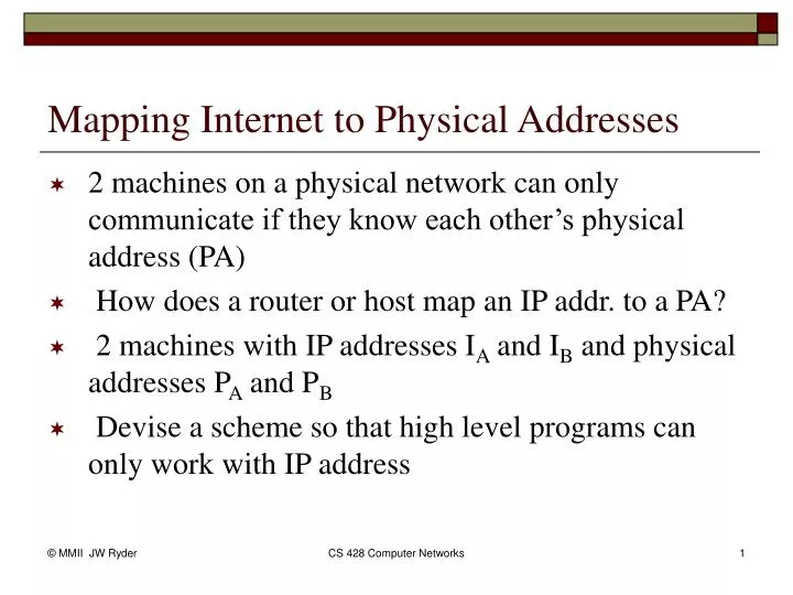 mapping internet to physical addresses
