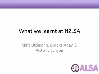What we learnt at NZLSA