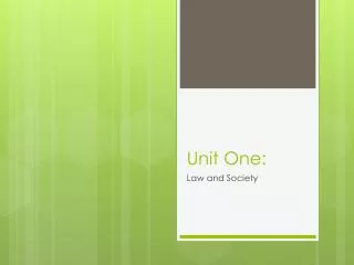 Unit One: