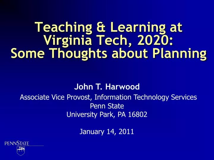 teaching learning at virginia tech 2020 some thoughts about planning