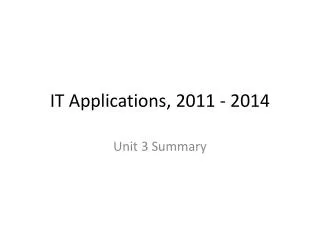 IT Applications, 2011 - 2014