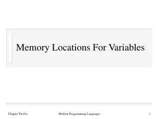 Memory Locations For Variables