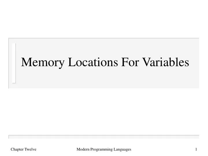 memory locations for variables