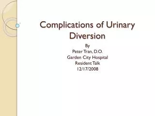 Complications of Urinary Diversion