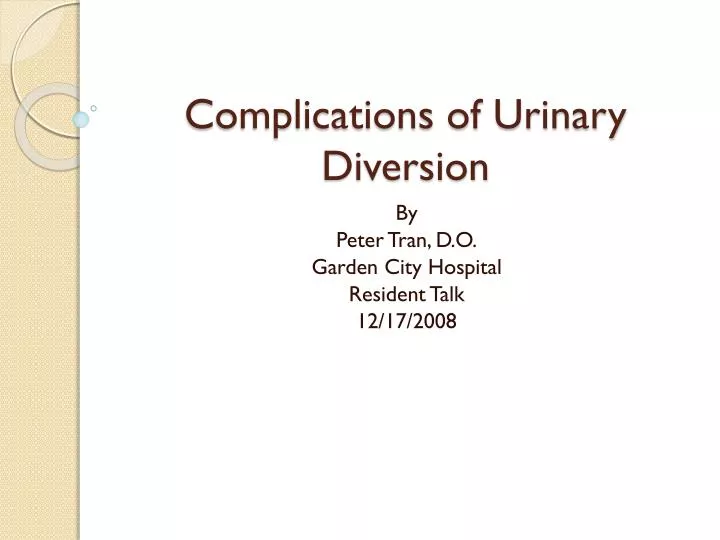 complications of urinary diversion