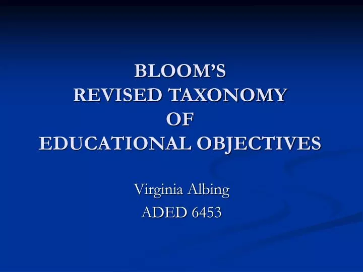 bloom s revised taxonomy of educational objectives