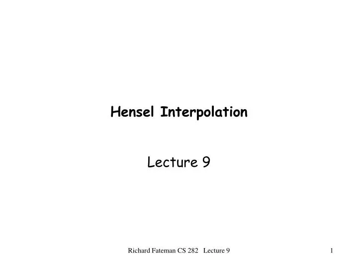hensel interpolation