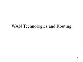WAN Technologies and Routing
