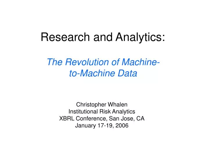 research and analytics the revolution of machine to machine data