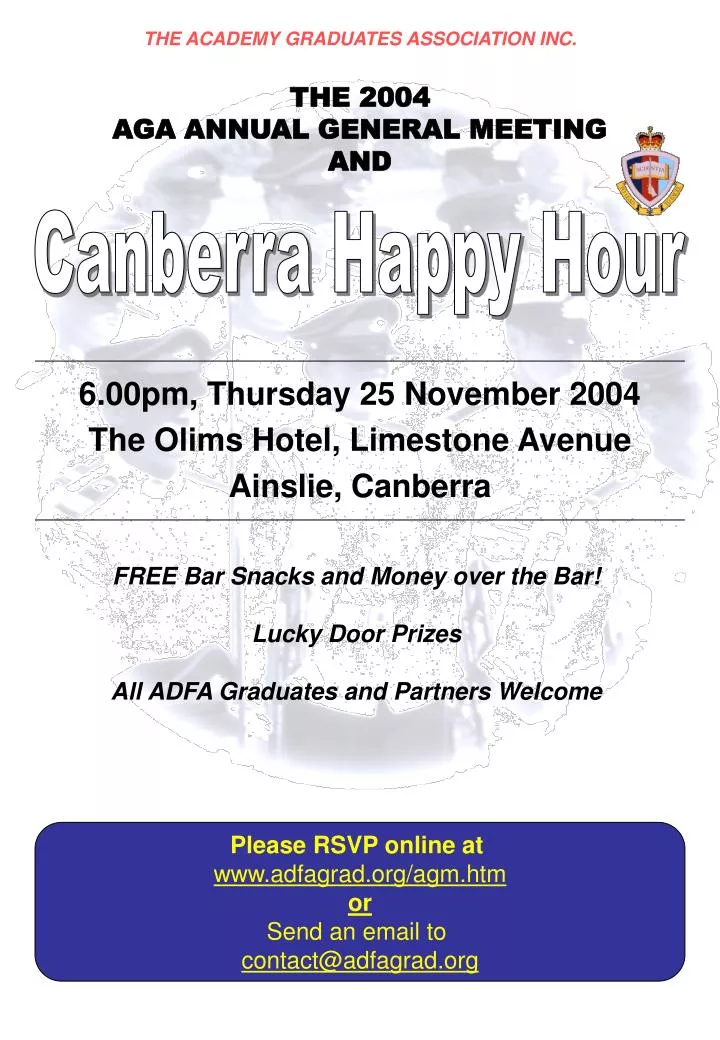 6 00pm thursday 25 november 2004 the olims hotel limestone avenue ainslie canberra