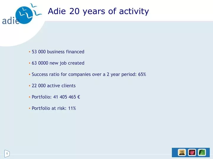 adie 20 years of activity