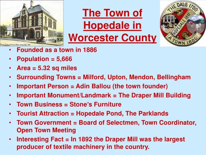 the town of hopedale in worcester county