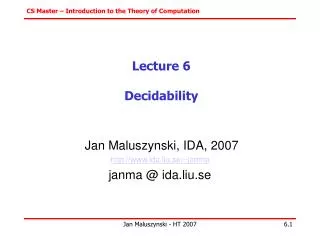 Lecture 6 Decidability