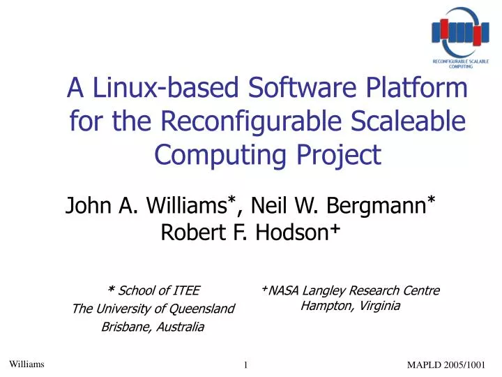 a linux based software platform for the reconfigurable scaleable computing project