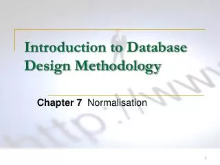 Introduction to Database Design Methodology