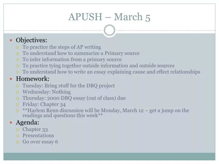 apush march 5