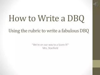 How to Write a DBQ