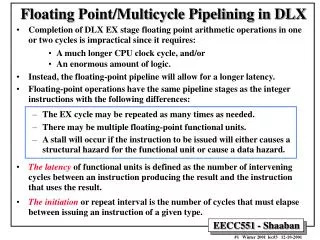 floating point multicycle pipelining in dlx