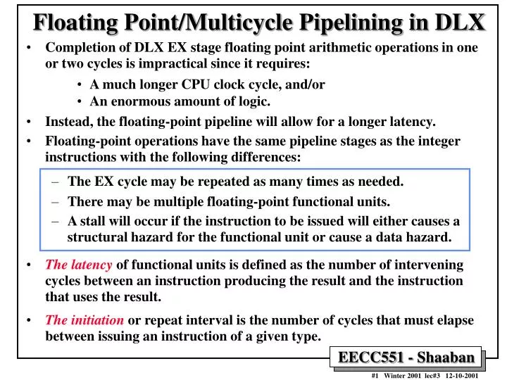 floating point multicycle pipelining in dlx