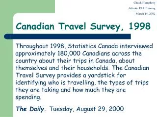 Canadian Travel Survey, 1998