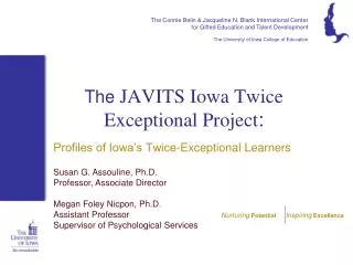 The JAVITS Iowa Twice Exceptional Project :